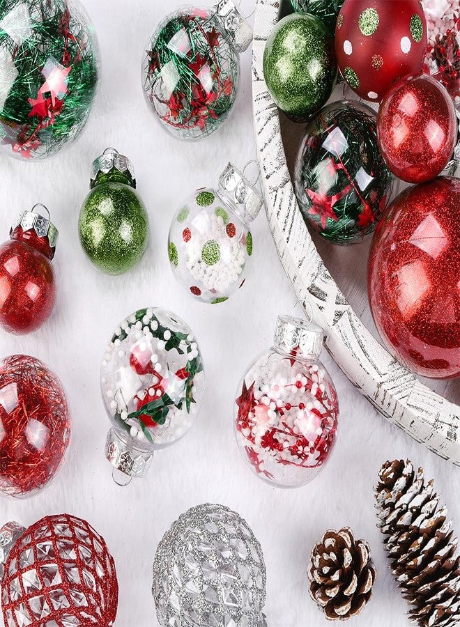 Teeanzo 30Pcs Clear Christmas Tree Ball Ornaments Set, Multi-Size Plastic Balls Red Green White Colorful Variety Shatterproof Ornaments with Hanging Loops for Xmas Tree Decoration Home Holiday Party - Image 3